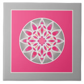 Mandala Pattern in Fuchsia Pink, Grey and White Tegeltje (Voorkant)
