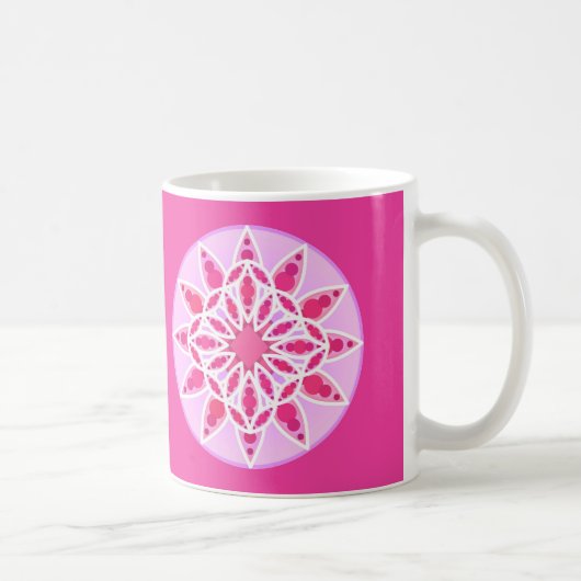 Mandala Pattern in Pink, Fuchsia and White Koffiemok (Rechts)