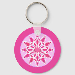 Mandala Pattern in Pink, Fuchsia and White Sleutelhanger