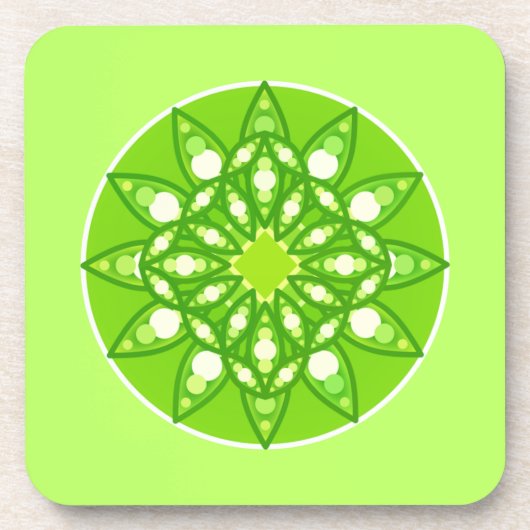 Mandala Pattern in Shades of Lime Green Bier Onderzetter (Voorkant)