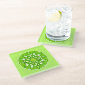 Mandala Pattern in Shades of Lime Green Glazen Onderzetter (Schuin)