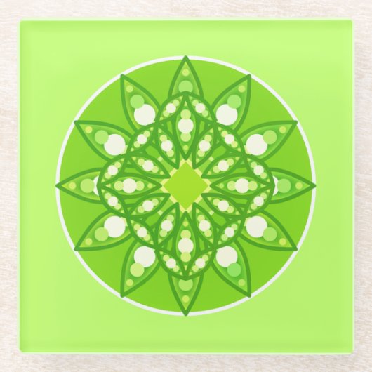 Mandala Pattern in Shades of Lime Green Glazen Onderzetter (Voorkant)