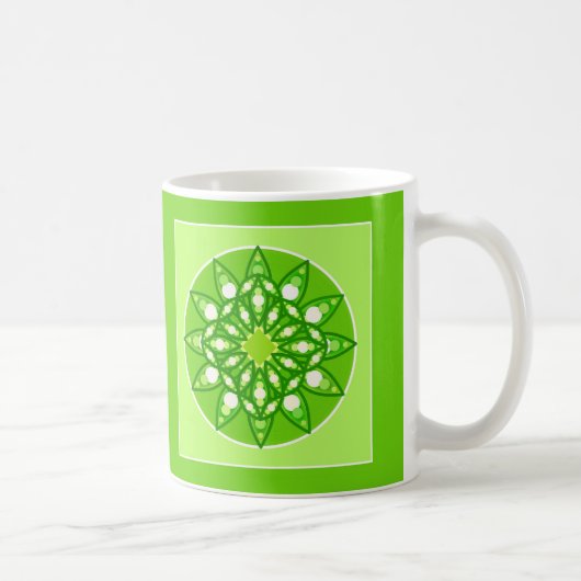 Mandala Pattern in Shades of Lime Green Koffiemok (Rechts)