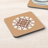 Mandala Pattern in Tan en Chocolate Brown Bier Onderzetter (Linkerzijde)