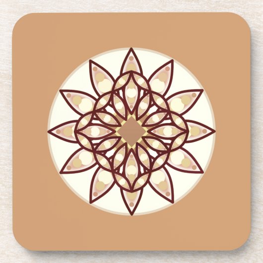 Mandala Pattern in Tan en Chocolate Brown Bier Onderzetter (Voorkant)
