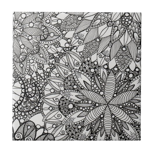 Mandala Pattern Lineart Ceramic Tile Tegeltje (Voorkant)