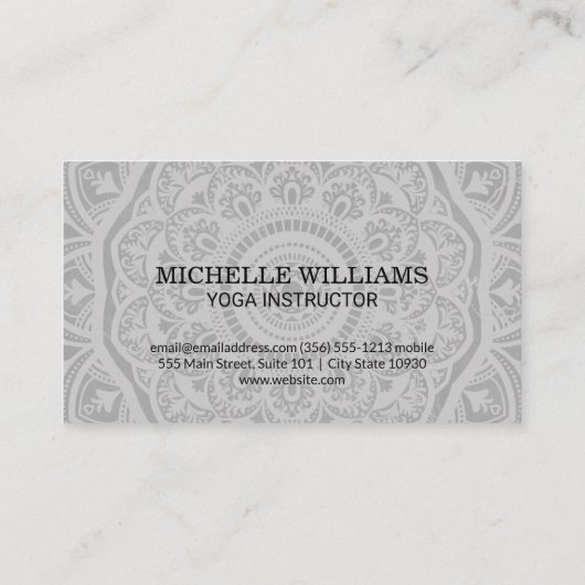 Mandala Pattern | Meditatie | Yoga-leraar Visitekaartje (Achterkant)