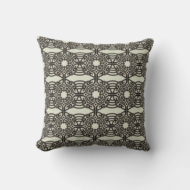 Mandala Pattern Pillow in Black Kussen (Voorkant)