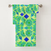 Mandala Pattern, Turquoise, Blue, Lime Green Bad Handdoek (Insitu)