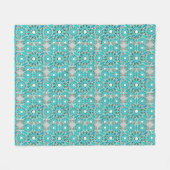 Mandala Pattern, Turquoise, Silver Grey en White Fleece Deken (Voorkant (Horizontaal))