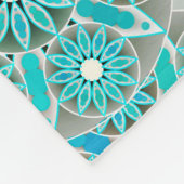 Mandala Pattern, Turquoise, Silver Grey en White Fleece Deken (Hoek)