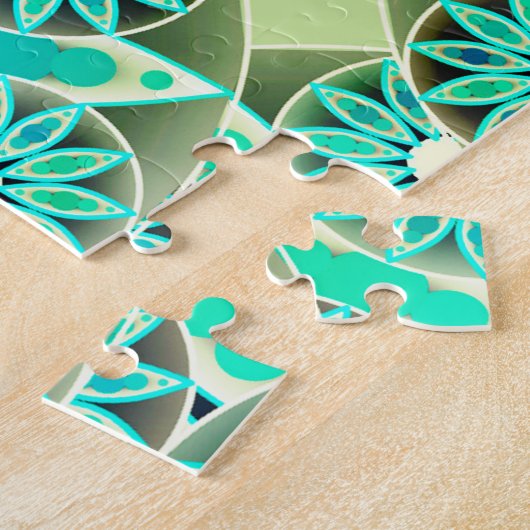 Mandala Pattern, Turquoise, Silver Grey en White Legpuzzel (Zijkant)