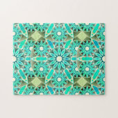 Mandala Pattern, Turquoise, Silver Grey en White Legpuzzel (Horizontaal)