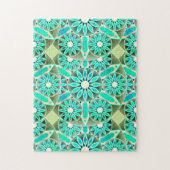 Mandala Pattern, Turquoise, Silver Grey en White Legpuzzel (Verticaal)