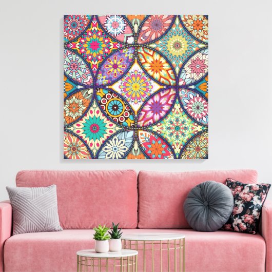 Mandala Pattern - Wrapped Canvas (Insitu (Woonkamer))