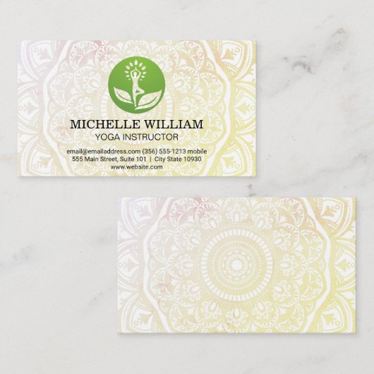Mandala Pattern | Yoga Leaf Logo Visitekaartje (Voorkant / Achterkant)