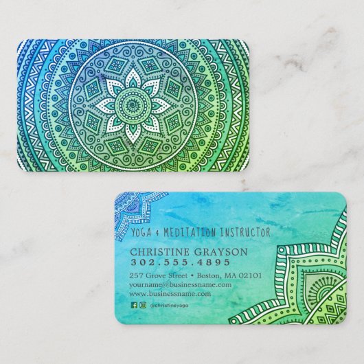 Mandala Pattern Yoga Meditation Visitekaartje (Voorkant / Achterkant)