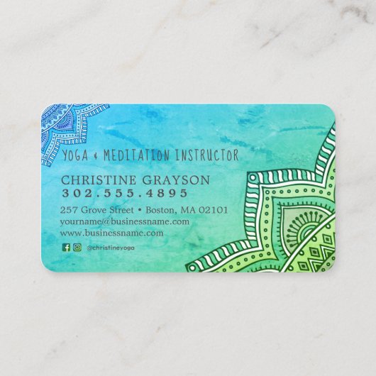 Mandala Pattern Yoga Meditation Visitekaartje (Achterkant)