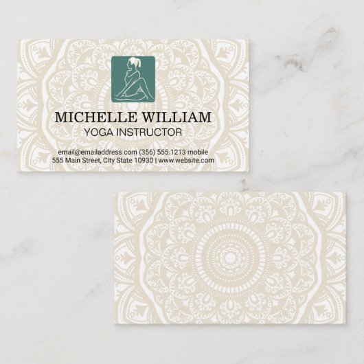 Mandala Pattern | Yoga Movement Logo Visitekaartje (Voorkant / Achterkant)
