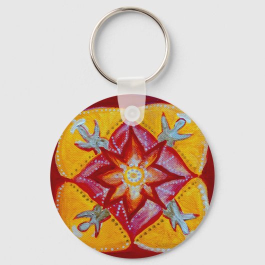 Mandala Peace 5,7 cm Basic Button Sleutelhanger (Voorkant)