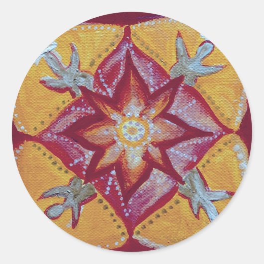 Mandala Peace Classic ronde Sticker, glanzend Sticker (Voorkant)