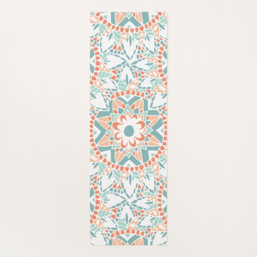 Mandala Peach Blauwgroen monogram Yogamat (Achterkant)