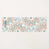 Mandala Peach Blauwgroen monogram Yogamat (Voorkant (horizontaal))
