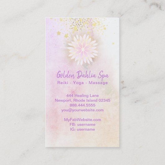 *~* Mandala Peach Dahlia Pastel Lavender AP2 Visitekaartje (Achterkant)