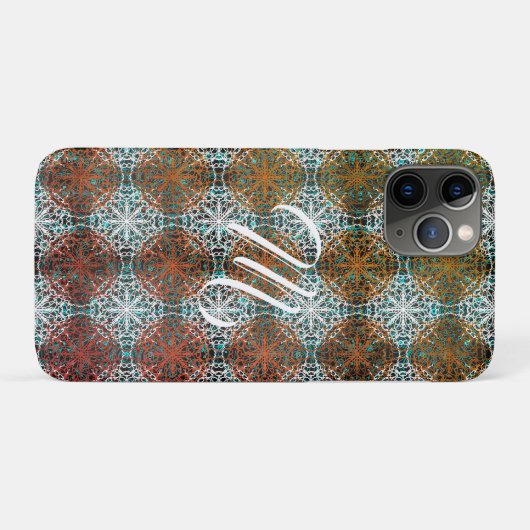 Mandala Peacock Boho Inspirations Monogram Case-Mate iPhone Case (Achterkant (horizontaal))
