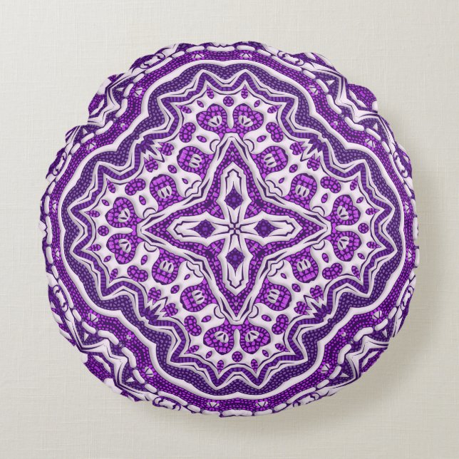 Mandala Pillow Rond Kussen (Voorkant)