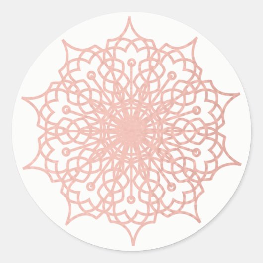 Mandala Pink Rose Gold Blush Ronde Sticker (Voorkant)