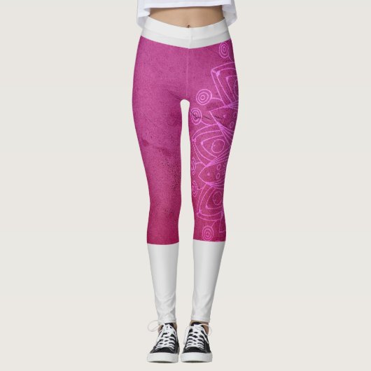Mandala Pink Yoga Meditation Leggings (Voorkant)