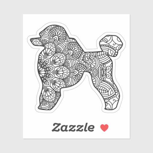 Mandala Poodle Dog Art Sticker (Vel)