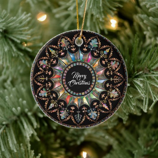 Mandala, prettige kerst keramisch ornament (Boom)
