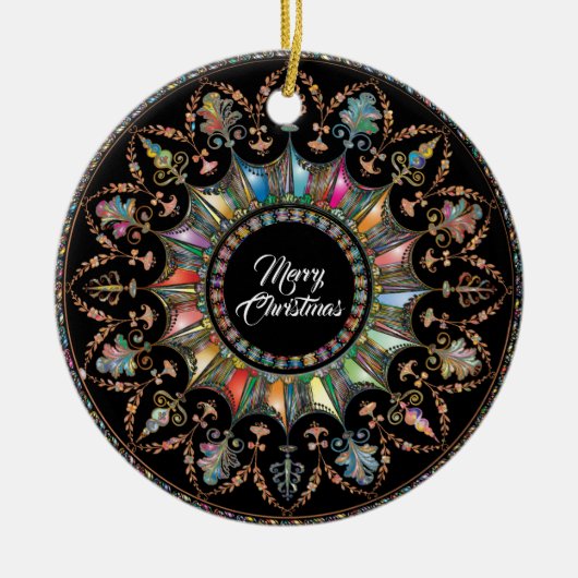 Mandala, prettige kerst keramisch ornament (Voorkant)