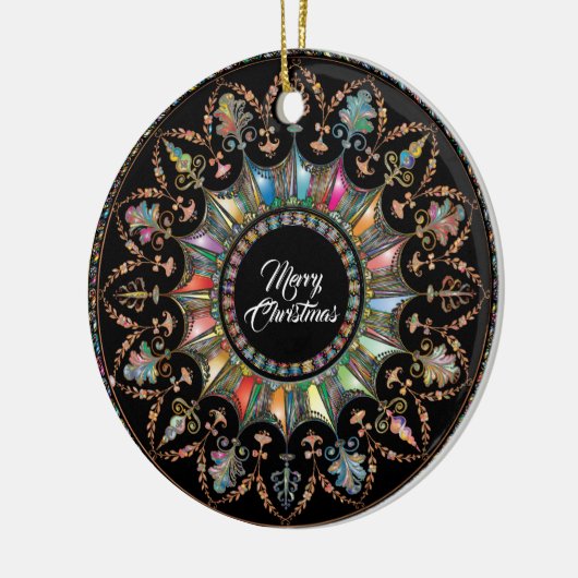 Mandala, prettige kerst keramisch ornament (Links)
