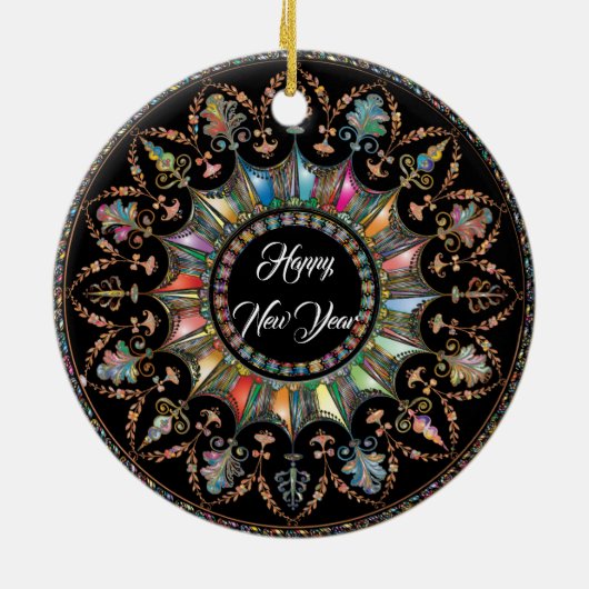 Mandala, prettige kerst keramisch ornament (Achterkant)