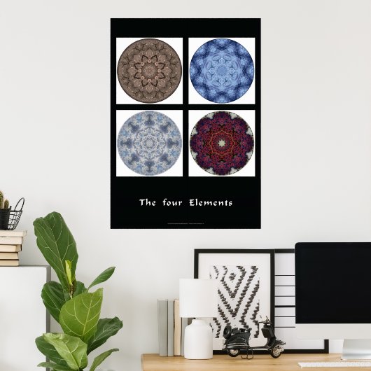 Mandala print - "De vier elementen" (Thuiskantoor)