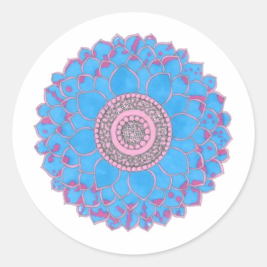 Mandala Print Ronde Sticker (Voorkant)
