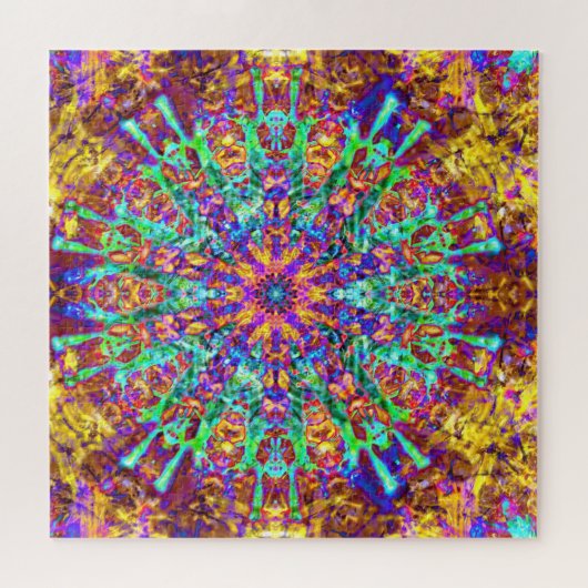 Mandala Psychedelic Trippy Hippie Color Splash Legpuzzel (Horizontaal)