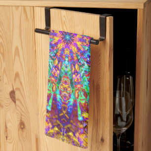 Mandala Psychedelische Trippy Hippie Kleurensplash Theedoek