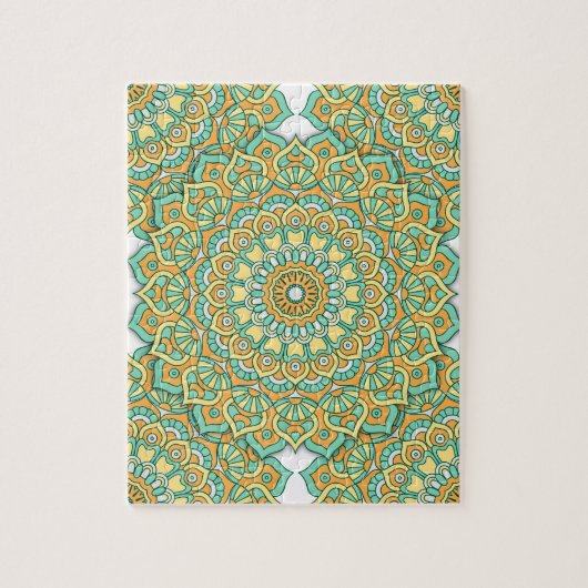 Mandala Puzzle in Green/Yellow Legpuzzel (Verticaal)