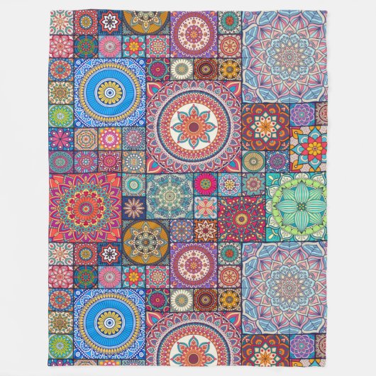 Mandala Quilt Pattern Fleece Deken (Voorkant)