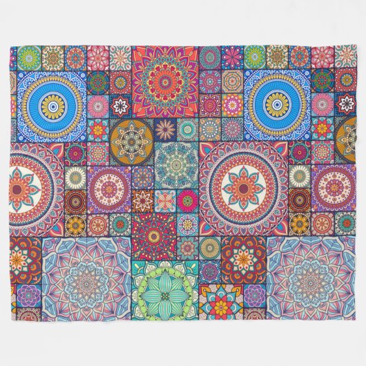Mandala Quilt Pattern Fleece Deken (Voorkant (Horizontaal))