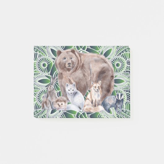 Mandala Rabbit Beer Hedegel Fox Badger Post-it® Notes (Voorkant)