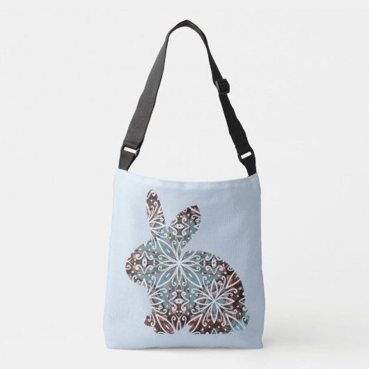 Mandala Rabbit Chocolate and Blues Canvas tas (Voorkant)