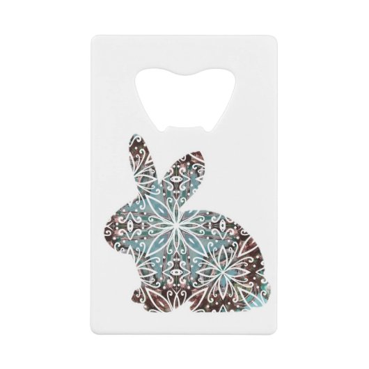 Mandala Rabbit Chocolate and Blues Creditkaart Flessenopener (Voorkant)
