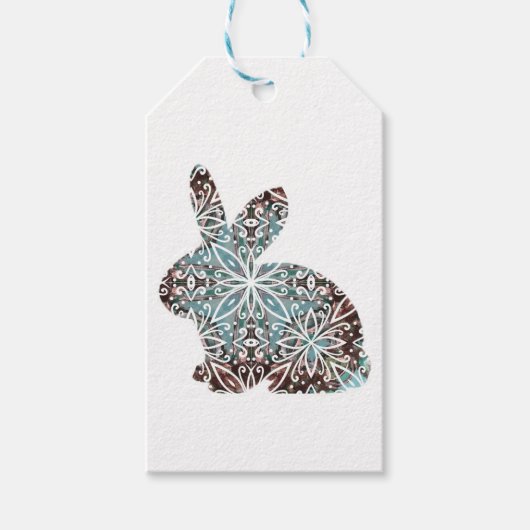 Mandala Rabbit Chocolate and Blues Custom Gift Lab Cadeaulabel (Voorkant)