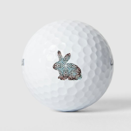Mandala Rabbit Chocolate and Blues Golfballen (Voorkant)