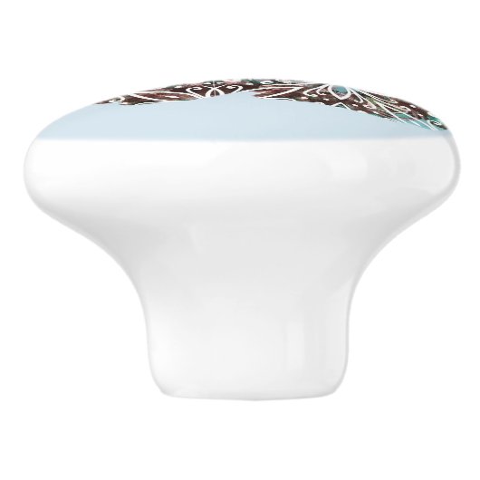 Mandala Rabbit Chocolate and Blues Keramische Knop (Zijkant)